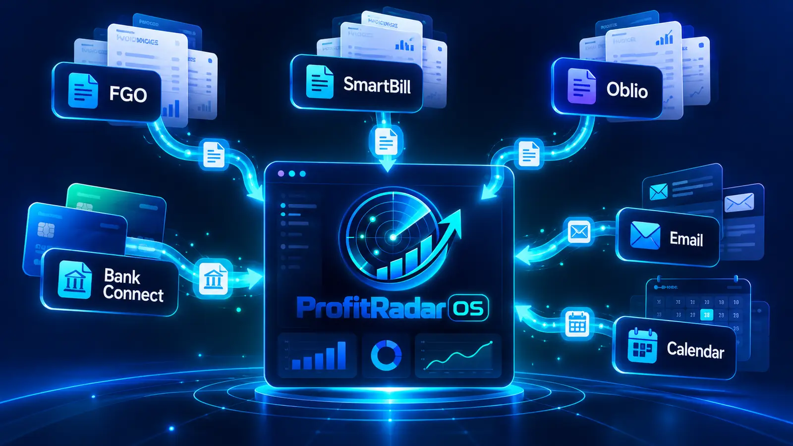 Visual concept: invoicing and bank connectors